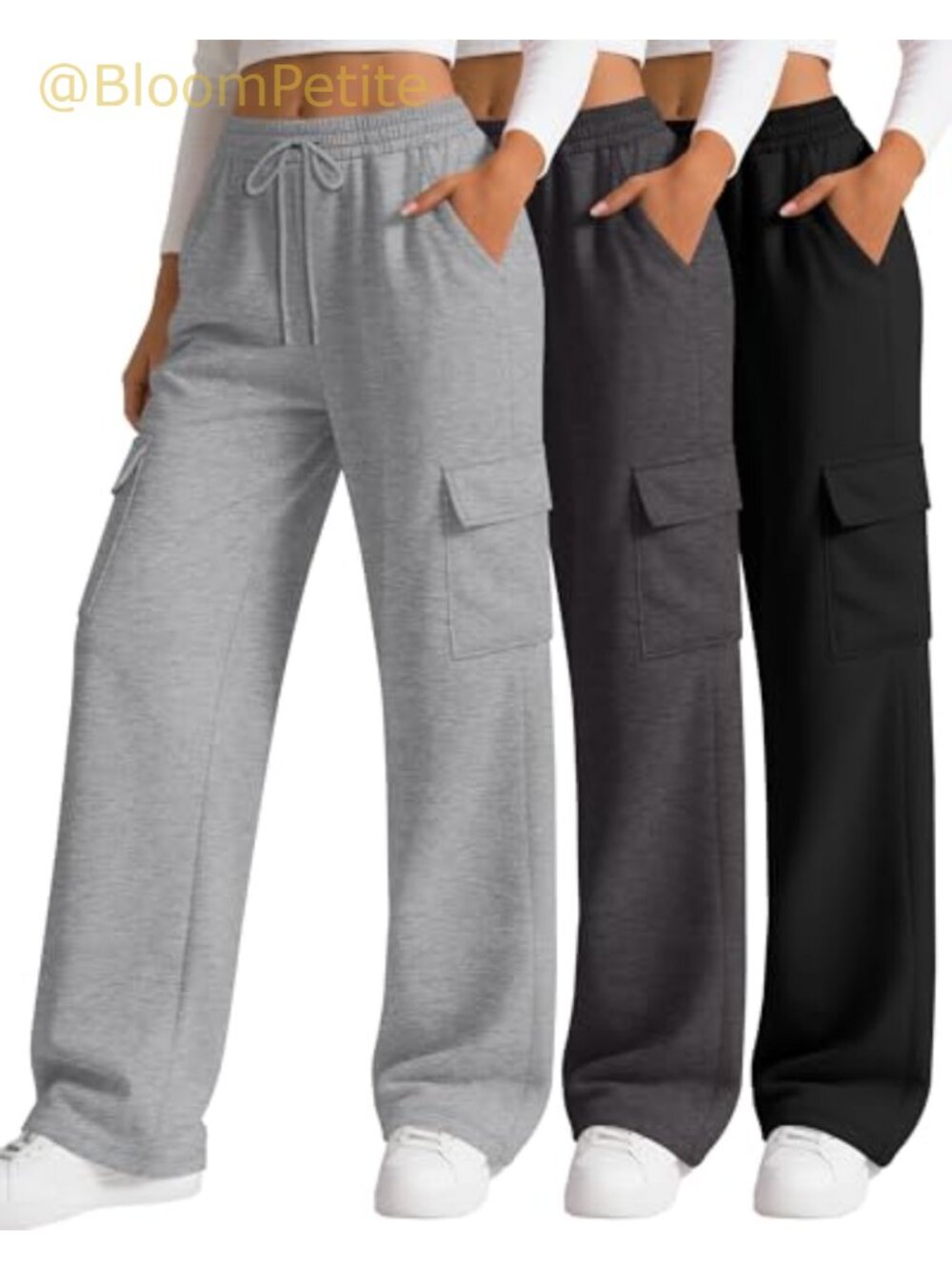 Wide Leg Cargo Sweatpants Baggy Joggers Drawstring Pockets